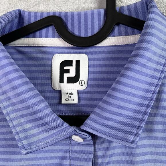 Footjoy Athletic Top Golf Women's Large Purple Striped Button Polo Collared - Picture 9 of 13